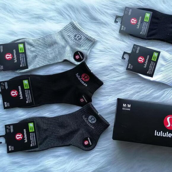 Lululemon Classic Logo Mens Cotton Socks 5 Pack - Picture 3 of 3